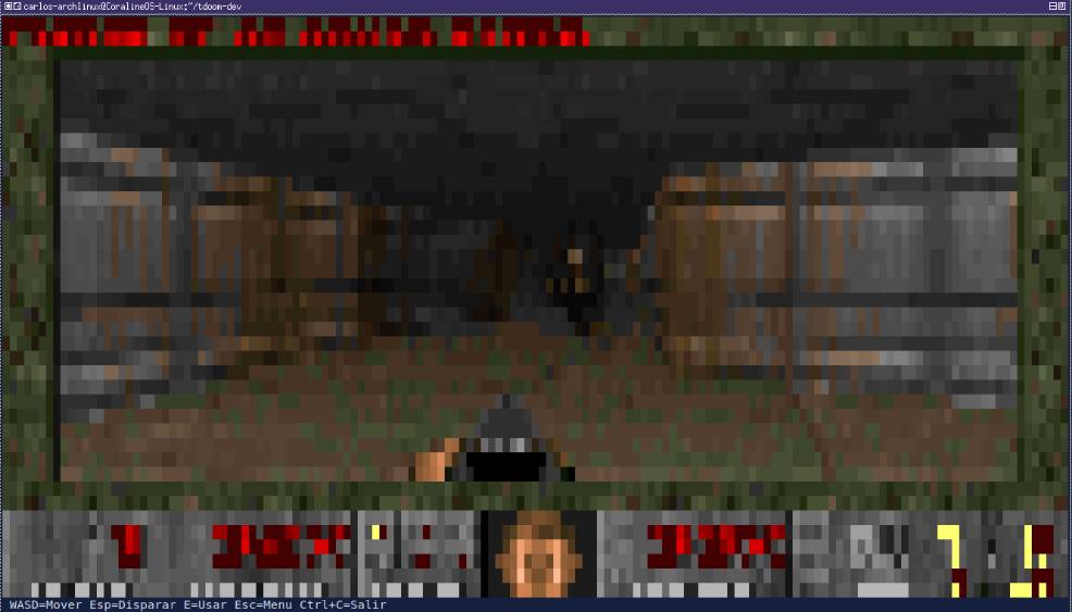 TDOOM ejecutándose en CoralineOS
